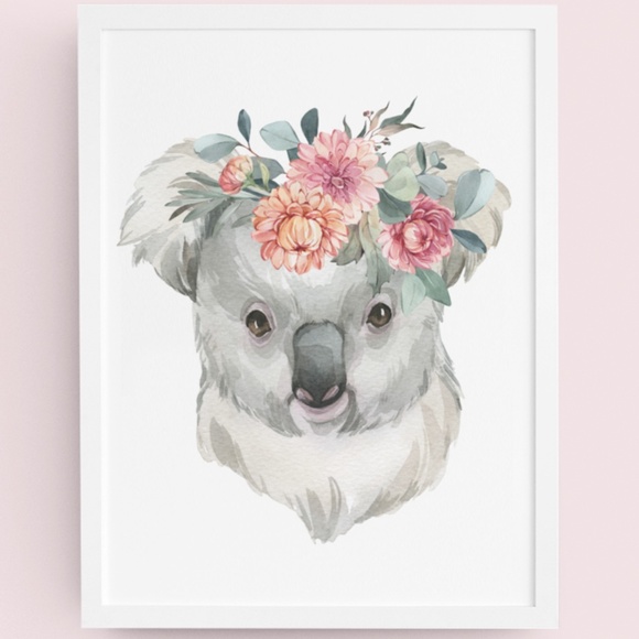 Watercolor Floral Baby Koala Illustration Wall Art Print Poster Unframed - Picture 10 of 10